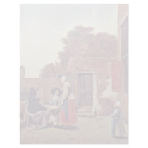 Courtyard With Two Officers And Drinking Woman By Letterhead Design