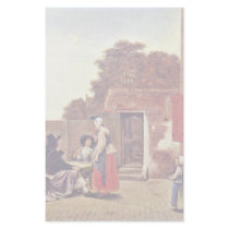 Courtyard With Two Officers And Drinking Woman By Stationery
