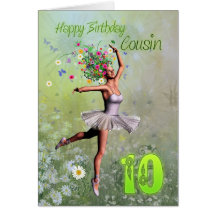 Cousin age 10, flower fairy birthday card