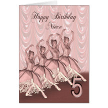 Cousin age 5, a ballerina birthday card