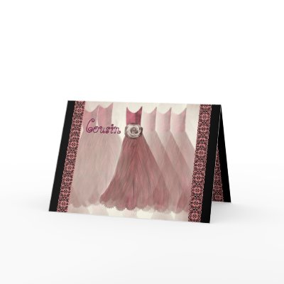 COUSIN Bridesmaid Invitation ANTIQUE PINK Gowns by JaclinArt