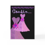 COUSIN Bridesmaid Invitation PINK Gown Greeting Cards