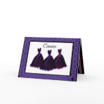 COUSIN Bridesmaid Invitation PURPLE Gowns Card