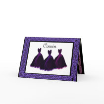 COUSIN Bridesmaid Invitation PURPLE Gowns