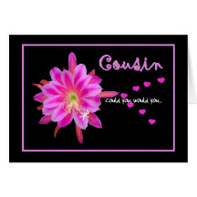 COUSIN Bridesmaid Wedding Invitation Hearts Greeting Cards