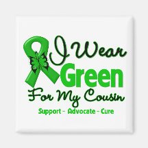 Cousin - Green  Awareness Ribbon Magnets