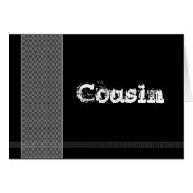COUSIN - Groomsman - Black and Silver Checks Greeting Cards