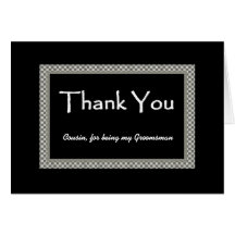 COUSIN Groomsman Chequerboard Wedding THANK YOU Cards