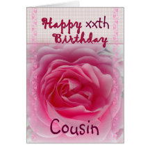 COUSIN - joyeux anniversaire de xxth - rose de ros Cartes