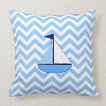 Coussin bleu de voilier de Chevron (zigzag) oreillers american