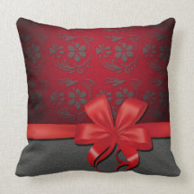 coussin colibri et noeud noir  et gris