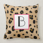 Coussin de monogramme d'empreinte de léopard