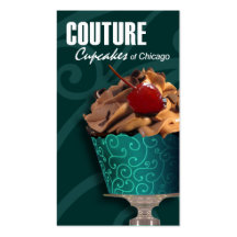 "Couture Cupcakes!" - Fancy Desserts, Pastries Business Card Template