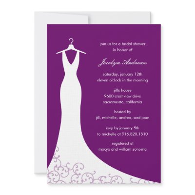 Couture Gown Bridal Shower Invitation (Purple) by wedding_boutique