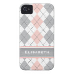 Couverture à motifs de losanges grise rose de Coqu Coque iPhone 4 Case-Mate