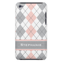 Couverture à motifs de losanges rose et grise de c coques barely there iPod