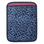 Couverture bleue d'iPad d'empreinte de léopard ; D housses ipad