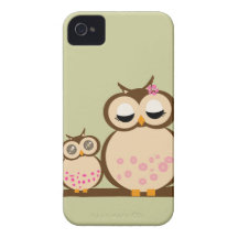 Couvertures mignonnes d'iphone de hibou de mère et coque iPhone 4