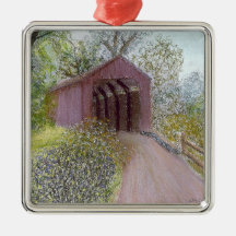 Covered Bridge Christmas Ornament