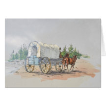 COVERED WAGON by SHARON SHARPE Greeting Card