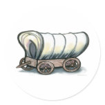 Covered Wagon Round Sticker