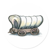 Covered Wagon Round Sticker