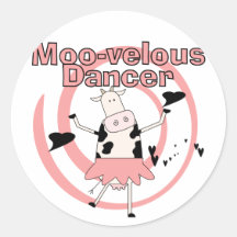 Cow Ballerina Tshirts and Gifts Round Stickers