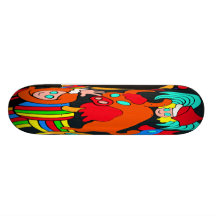 Cow/Bull and Girls Childrens Cartoon, Black Back Skateboards