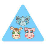 Cow Cat and Pig - triangle sticker
