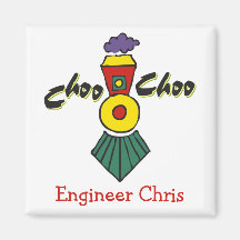 Cow Catcher Choo Choo Square Magnet