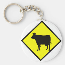 Cow Crossing Sign Keychain