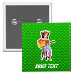 Cow-girl avec la guitare ; Vert Badges