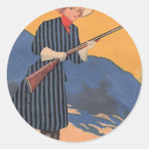Cow Girl - Hot Shot Vintage Round Stickers