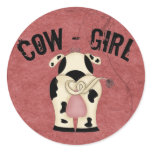 Cow-Girl Round Stickers