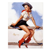 Cow-girl sur un Pin- de barrière cartes postales