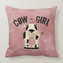 Cow-Girl Throw Pillow