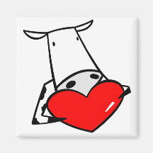 Cow Heart Valentine I Love Cows Refrigerator Magnets