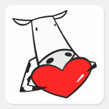 Cow Heart Valentine I Love Cows Sticker
