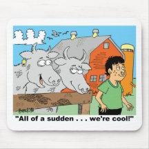 COW / NOSE RING / FARMER KID CARTOON GIFTWARE MOUSE PAD