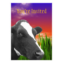 Cow On Grass & Vivid Sunset Sky Invite