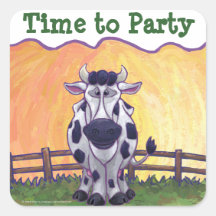 Cow Party Center Stickers