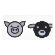 cow pig sheep chicken custom photo card