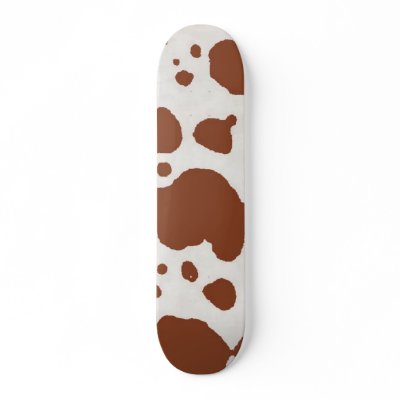 Cow Print Brown Custom Skateboard by CrazyGear