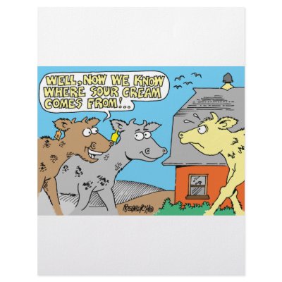 COW / SOUR CREAM HUMOR CARTOON by agriculture_gifts