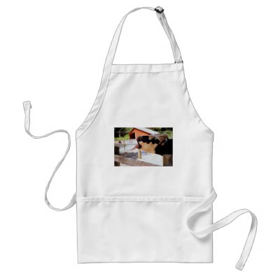 Cow sticking it's tongue out for popcorn aprons by brassica
