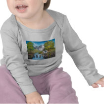 Cow waterfall folk art oil painting by G Bruce Tshirt