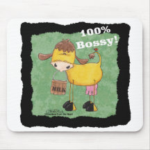 Cow with Milk Bucket 100 percent Bossy Mouse Pad