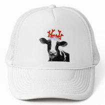 Cow with Reindeer Antlers Hat