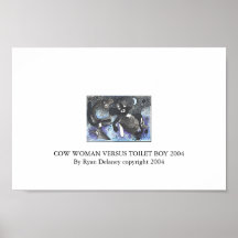 Cow Woman versus Toilet Boy Print