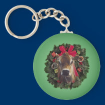 cow_xmas_wreath_rnd_ornament keychains